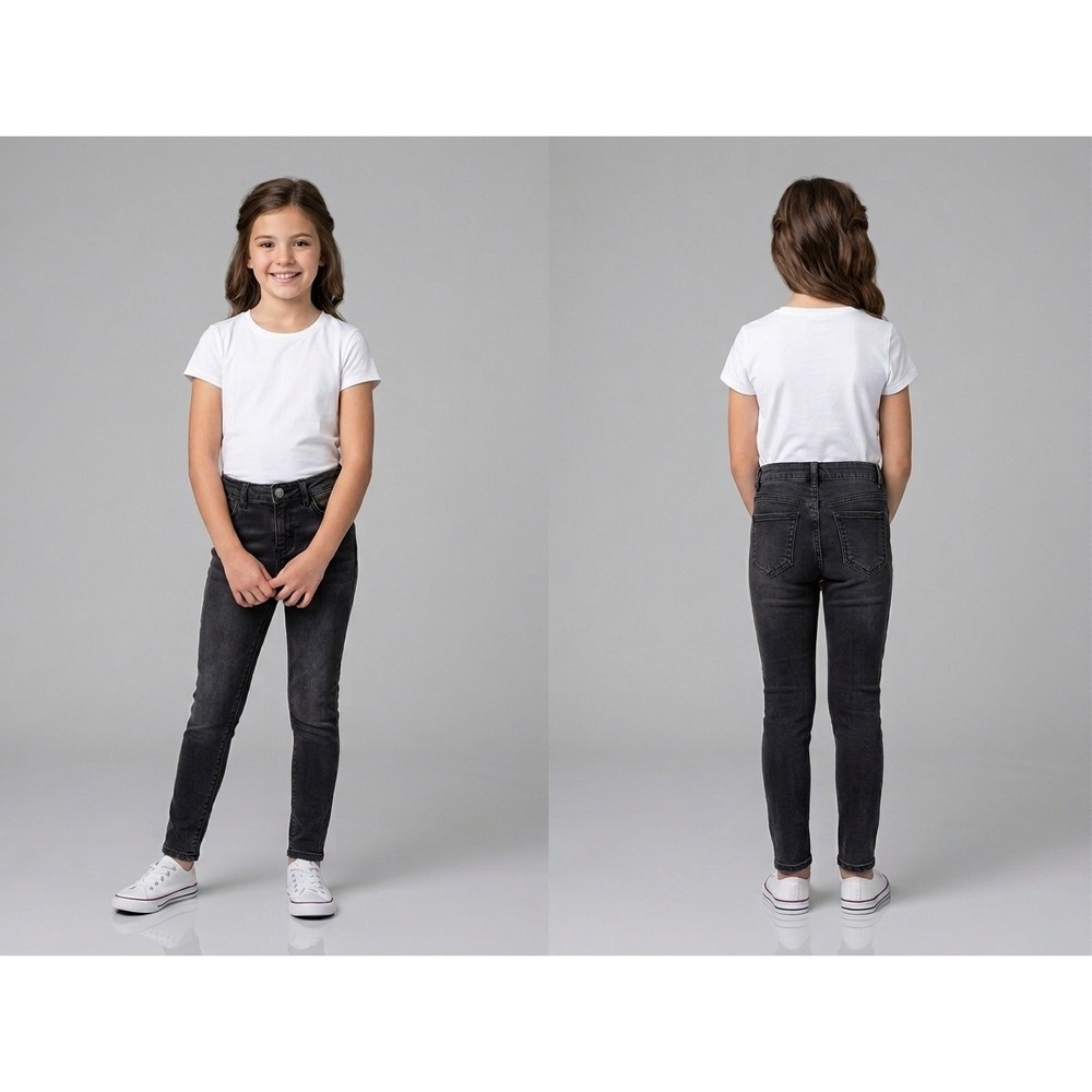 Zara Skinny Jeans Girls Size 8 Black Excellent Washed Denim Stretch Slim Fit
